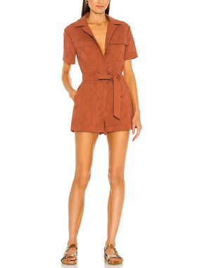 Simkhai Embroidered Brown Eyelet Romper Size 2